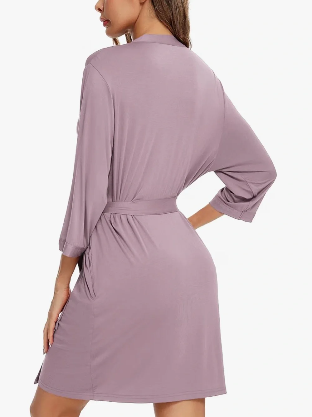 Women's Bamboo Kimono Bath Robe Soft Sleepwear Lingerie in Lavender